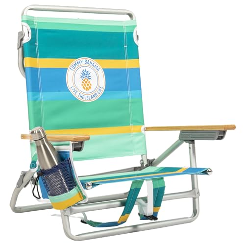 Lay Flat Beach Chair with Towel Bar & Cooler - Pineapple Stripe 1-Pack