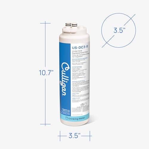 Under Sink Water Filter Cartridge 0.5 Micron Lead & Chlorine Removal - Pack of 1 (US-DC3-R)