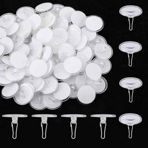 100 Pack Ceiling Hooks Adhesive, Removable Sticky Hooks for Hanging, No-Drill Transparent Ceiling Discs Hanger with Metal Hook for Festival Wedding Birthday Party Christmas Decorations