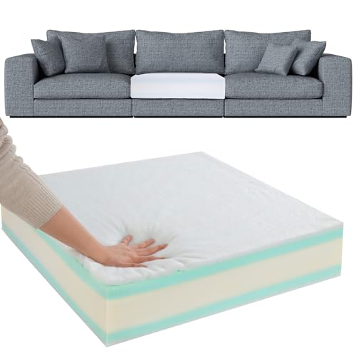 White Memory Foam Couch Cushion Replacement - 6 Inch Thick, 24x27 Inches - Supportive Sofa Insert with Removable Cover