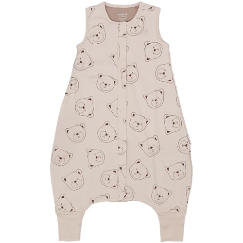 Woolino 4-Season Baby Sleep Bag with Feet Opening - Organic Cotton & Merino Wool, 6-18 Months, Teddy Bear Variant