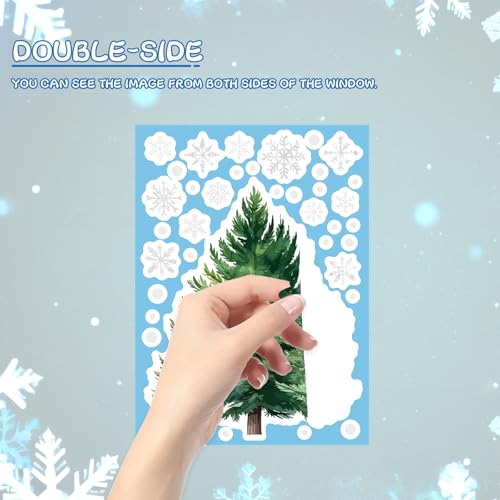 XZENTIRA 294 PCS Christmas Window Clings Christmas Party Decorations Christmas Tree Window Decals for Home Glass Classroom Display Decorations Winter Decor Holiday Party Supplies 8 Sheets