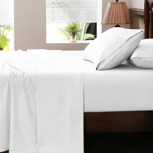 Extra Deep Pocket King Sheets - 18-24 Inch Fit, 100% Egyptian Cotton, 1000 Thread Count, Sateen Weave, White, 4 Pieces