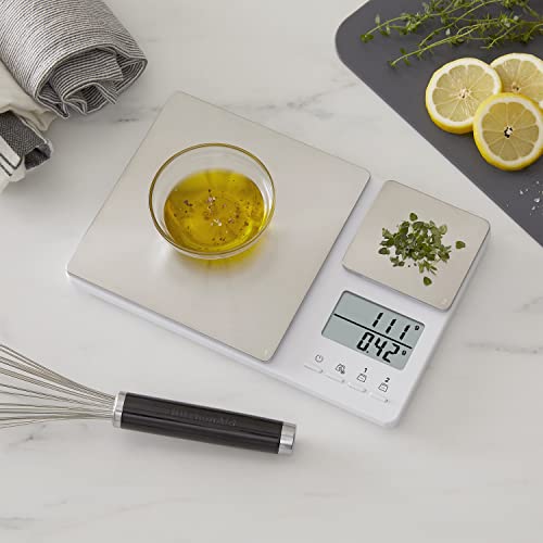 KitchenAid Dual Platform Digital Kitchen Food Scale 11lb & 16oz Capacity - White
