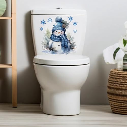 HeartYue 3 Sheets Christmas Toilet Lid Stickers - Holiday Decals for Festive Bathroom Decor