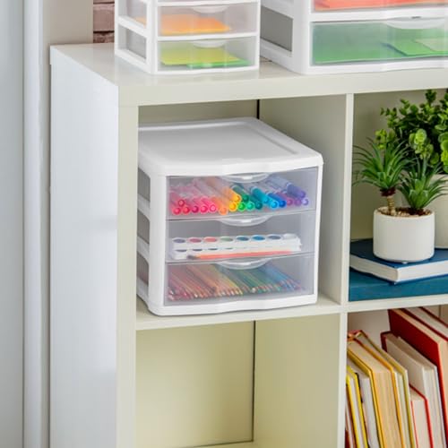 Sterilite Wide 3-Drawer Storage Unit Set - 8 Pack for Home & Office Organization