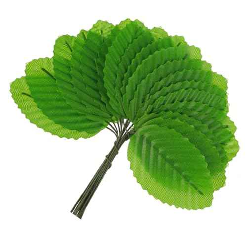200 Pcs Artificial Leaves for Crafts Fake Green Leaves for Decoration Silk Greenery Faux Wired Single Leaf for DIY Wedding Corsage Party Home Decoration Bouquets Centerpieces Christmas