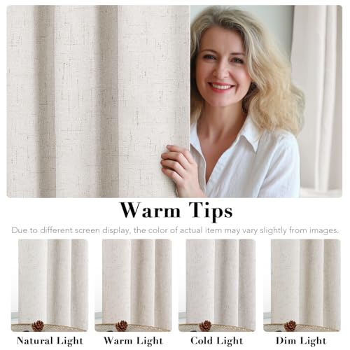 H.VERSAILTEX 100% Blackout Linen Curtains - Ivory, 52"W x 84"L, Pack of 2