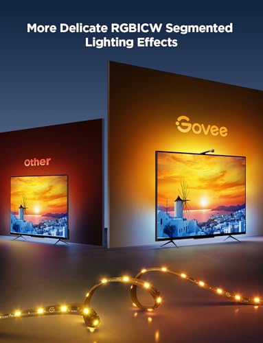 Govee TV Backlight 3 Lite LED Strip Lights 11.8ft for 55-65 Inch TVs - Ambient Room Lighting