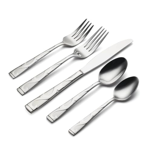 Oneida Tuscany 45-Piece Flatware Set for 8 - Embossed Rock-Inspired Design