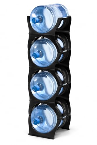Bariboo Stackable Water Bottle Organizer Rack 4 No Shelf Black - 5 Gallon Jug Holder