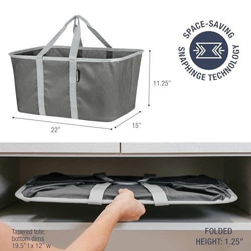 CleverMade Charcoal Gray Collapsible Laundry Basket Set 2 Pack 50L Tote