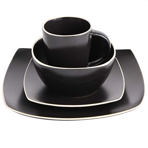 Gibson Soho Lounge Dinnerware Set for 4 - Matte Black, 16 Pieces, Service Included