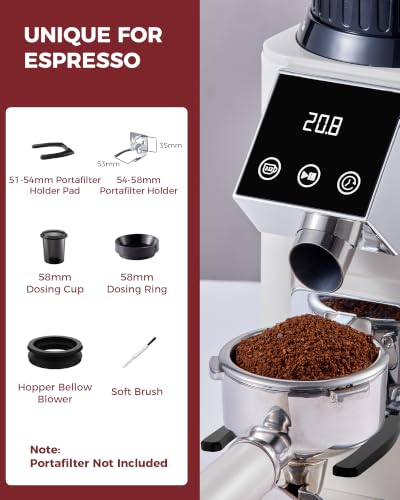 Conical Burr Coffee Grinder Ivory - 48 Grind Settings, Compact & Adjustable