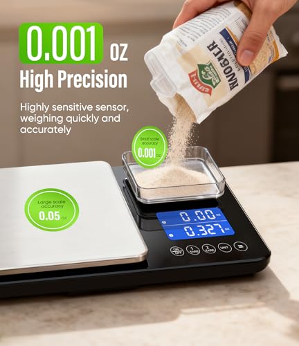 Dual Platform Digital Kitchen Scale 33 lb & 1.1 lb Food Weighing Machine