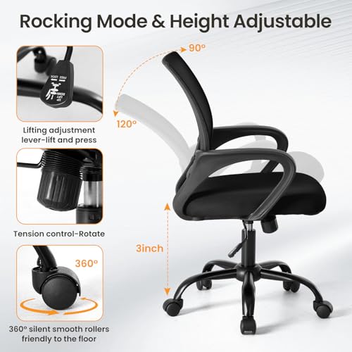 OLIXIS Office Desk Chair Set - Ergonomic Lumbar Support, 2 Pack, Black