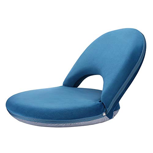 Nnewvante Adjustable Floor Chair with 42 Positions, Navy Blue Crystal Velvet Surface - Great for Reading, Gaming & Relaxing