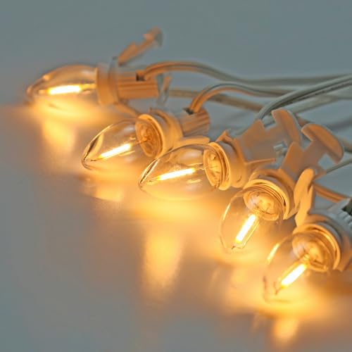 MEILUX 5 Pack C7 LED Night Light Bulbs with Power Cord, E12 Base, Warm White