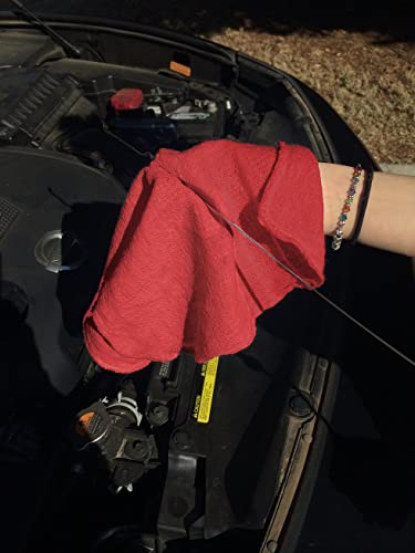 Red Cotton Shop Towels 14x12 Inches Pack of 150 - Absorbent Multi-Purpose Cleaning Rags