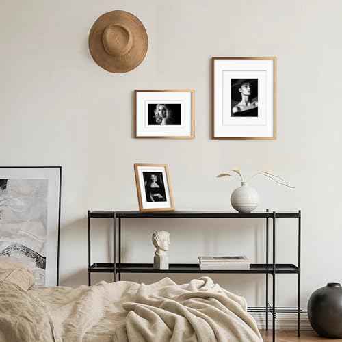 Egofine 5x7 Aluminum Picture Frame Display with Mats for 3.5x5/4x6 or 5x7 without Mat, Metal Picture Frame Covered by Plexiglass for Tabletop and Wall Mounting, 1 Pack, Gold