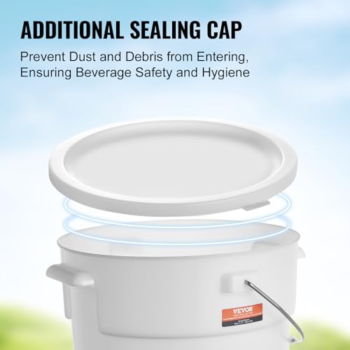 5 Gallon Beverage Dispenser 2 Pack - Plastic Juice Water Carriers with Spigot & Lid