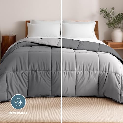 Bare Home Reversible Comforter Full Grey/Light Grey - Ultra-Soft Bedding