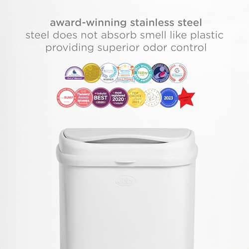 Ubbi Adult Diaper Pail White 13-Gallon Stainless Steel Incontinence Disposal Bin