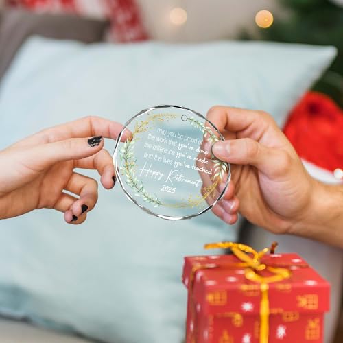 Retirement Ornament 2025 - May You Be Proud of The Work You Do - Retirement Gifts for Women, Men 2025, Retired Glass Ornament 2025 for Teacher, Nurse, Coworker, Boss, Christmas Keepsake Gift