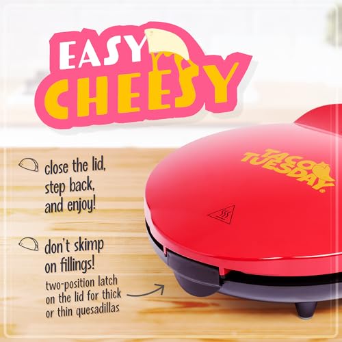 10-Inch Quesadilla Maker with 6 Wedges & Extra Stuffing Latch - Red