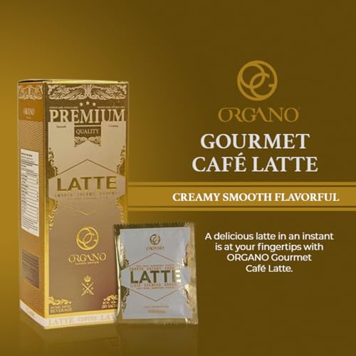 Gourmet Cafe Latte with Organic Ganoderma Lucidum - 20 Sachets, Instant Coffee & Creamer, Hot or Cold Brew