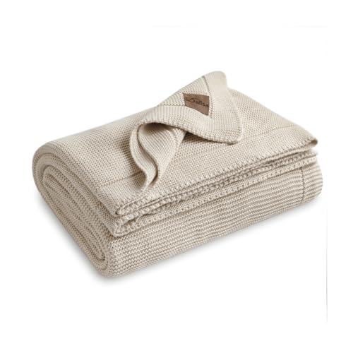 Dalisa Organic Turkish Cotton Throw Blanket - Earth Ivory, 60x80 - Cozy Boho Home Decor