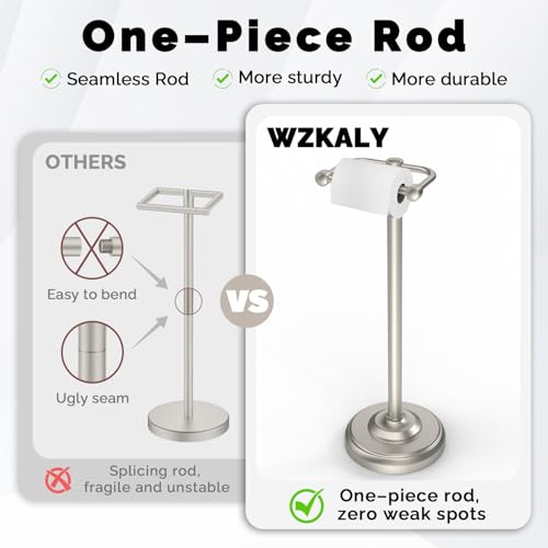 22-Inch Brushed Nickel Stainless Steel Toilet Paper Holder Stand - No Tipping, Weighted Base