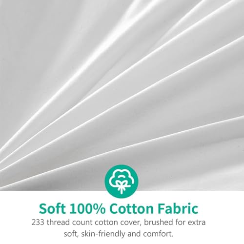 Queen Size Feather Down Comforter - Organic Cotton Cover All Seasons Medium Warm Ivory White Variation