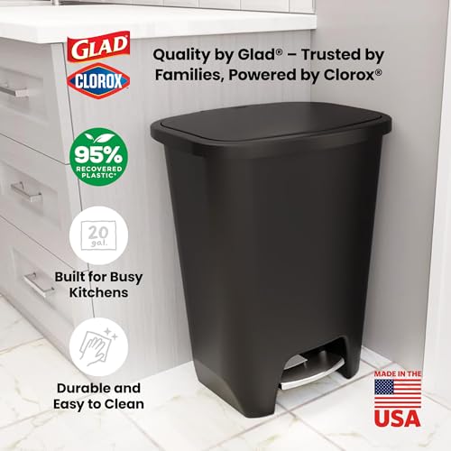 Black Premium 20 Gallon Trash Can with Clorox Odor Protection & Step Pedal - Rectangular Waste Bin