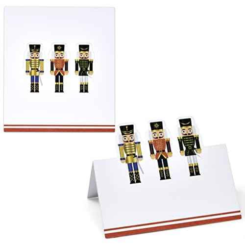 Gift Boutique 100 Pack Christmas Place Cards Holiday Seating Name Card Die Cut Xmas Nutcracker Table Setting Folded Paper Tent Cards for Dinner Wedding Tables Placement Party Decorations 2" x 3.5"