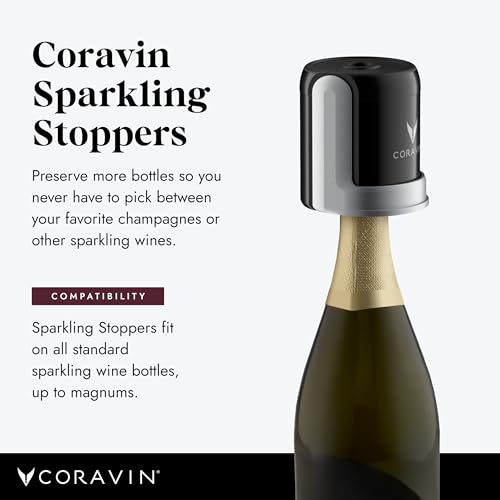 Sparkling Wine Stopper Set - Preserves Champagne & Sparkling Wines - 3 in / 7.6 cm - Compatible with Coravin System