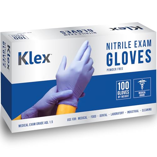 Klex Nitrile Exam Gloves Medium 10 Pack - Powder-Free, Food Safe, Latex-Free, Lavender Medical Gloves
