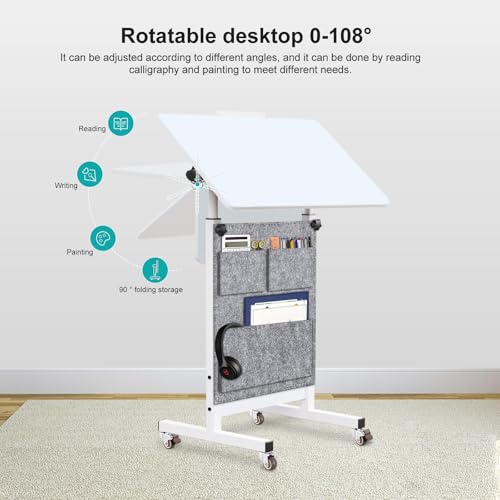 24 Inch Adjustable Standing Desk with Wheels & Writable Surface - Bag Included - 16x24 Inch Variation