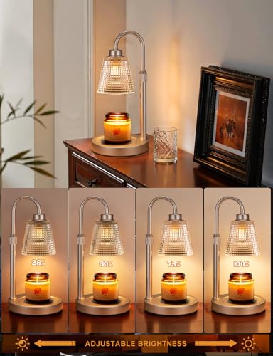 Innqoo Champagne Gold Candle Warmer Lamp with Timer & Dimmable Settings — Height Adjustable, Flame-Free Home Decor Gift for Women & Mom
