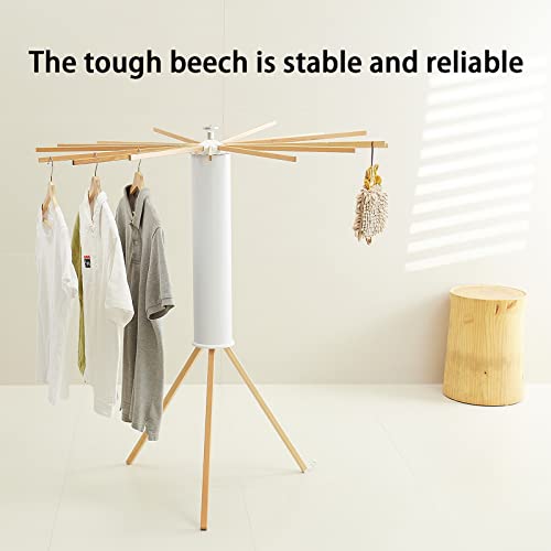 Foldable Clothes Drying Rack with Wooden Tripod - Space-Saving Laundry Stand