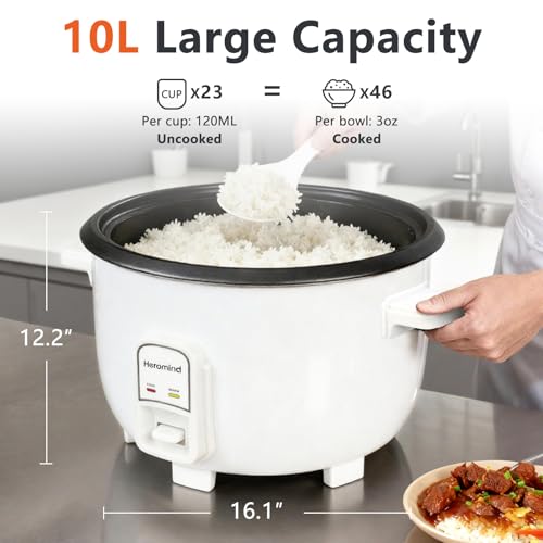 Heromind 10L (Approx. 10 Quart) Commercial Rice Cooker 46-Cup Capacity, Fast & Easy Large Capacity Food Steamer