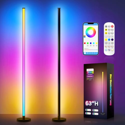 Halucky 63-Inch RGB Corner Floor Lamp 2 Pack with Music Sync & App Control