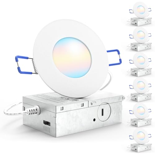 Sunco 3 Inch Ultra Thin LED Recessed Lights 5CCT Canless Dimmable 8W 50W Equiv. - 3" 2750K