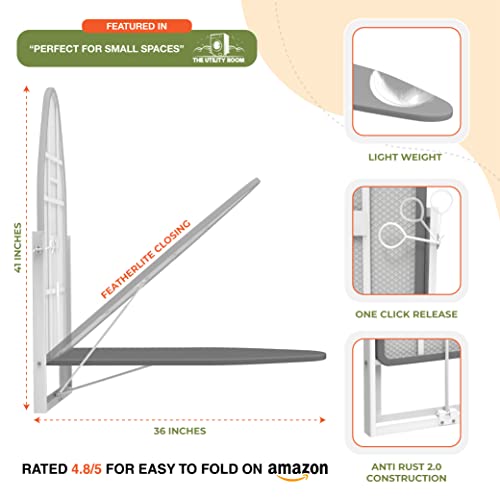 Wall Mounted Ironing Board 36.2x12.2 Inches Fold Down Gray Without Iron Holder