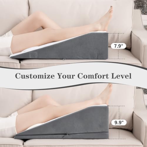 Hapiclody Single Leg Elevation Pillow for Post-Surgery Knee Recovery, Adjustable Height Support Wedge