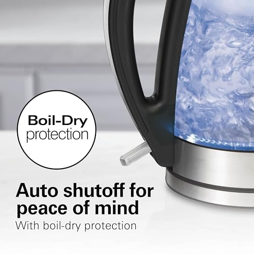 Glass Electric Tea Kettle 1.7L Water Boiler & Heater - Blue LED, Auto Shutoff