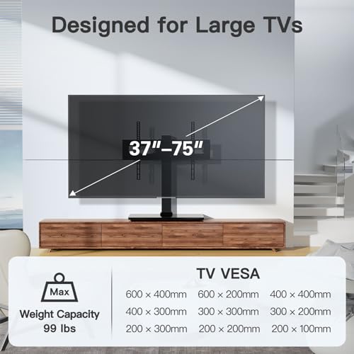 PERLESMITH Universal Swivel TV Stand for 37-80 Inch Flat & Curved TVs, Holds Up to 99lbs