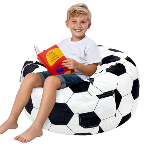 Soccer Bean Bag Chair for Kids Teens Adults - X-Large 30" Diameter Lounger