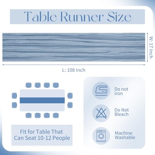Dusty Blue Cheesecloth Table Runners 17x108 Inches - 10 Pack for Wedding & Party Decor