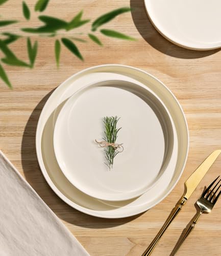TheTerra 12-Piece Ceramic Dinnerware Set for 4 - Beige, Microwave Safe